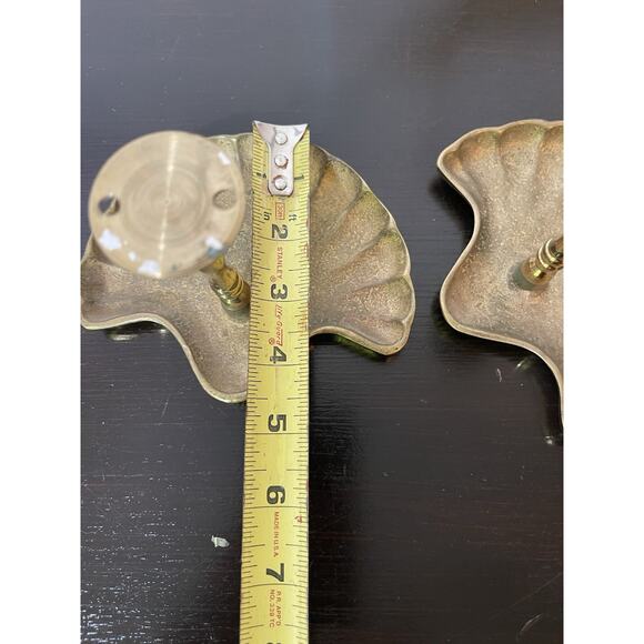 Set of 2 Solid Bright Brass Sea Shell Curtain Tiebacks Vintage 80's 90's Style - Picture 8 of 10